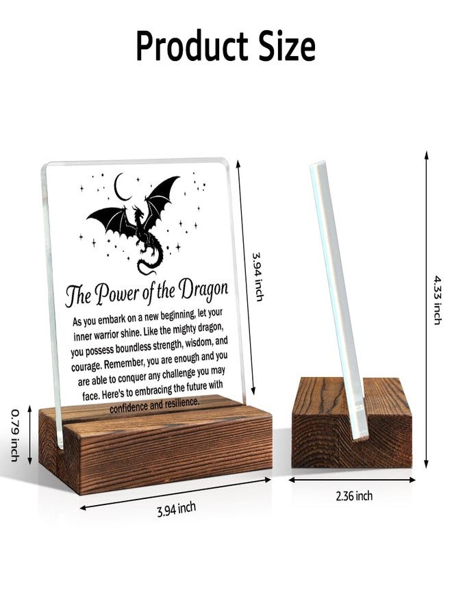 TOUNER The Power of The Dragon Acrylic Office Decor Sign, Encouragement Strength Gifts for Women, Retirement Promotion Gifts for Men Women Colleague Leader, Graduation Present for Daughter Son - Image 2